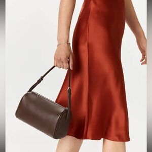 Quince Italian Leather Mini Barrel Shoulder Bag New Dark Brown